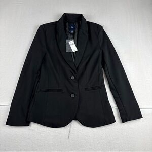 New! Gap Womens Black Academy Blazer Size 0 Two Button Business Office Career